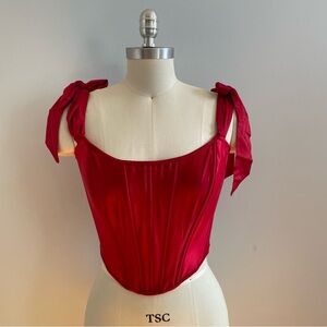 Victorias Secret Dream Angels Corset Top with Tie Straps- Red- Size S-DD- NWT